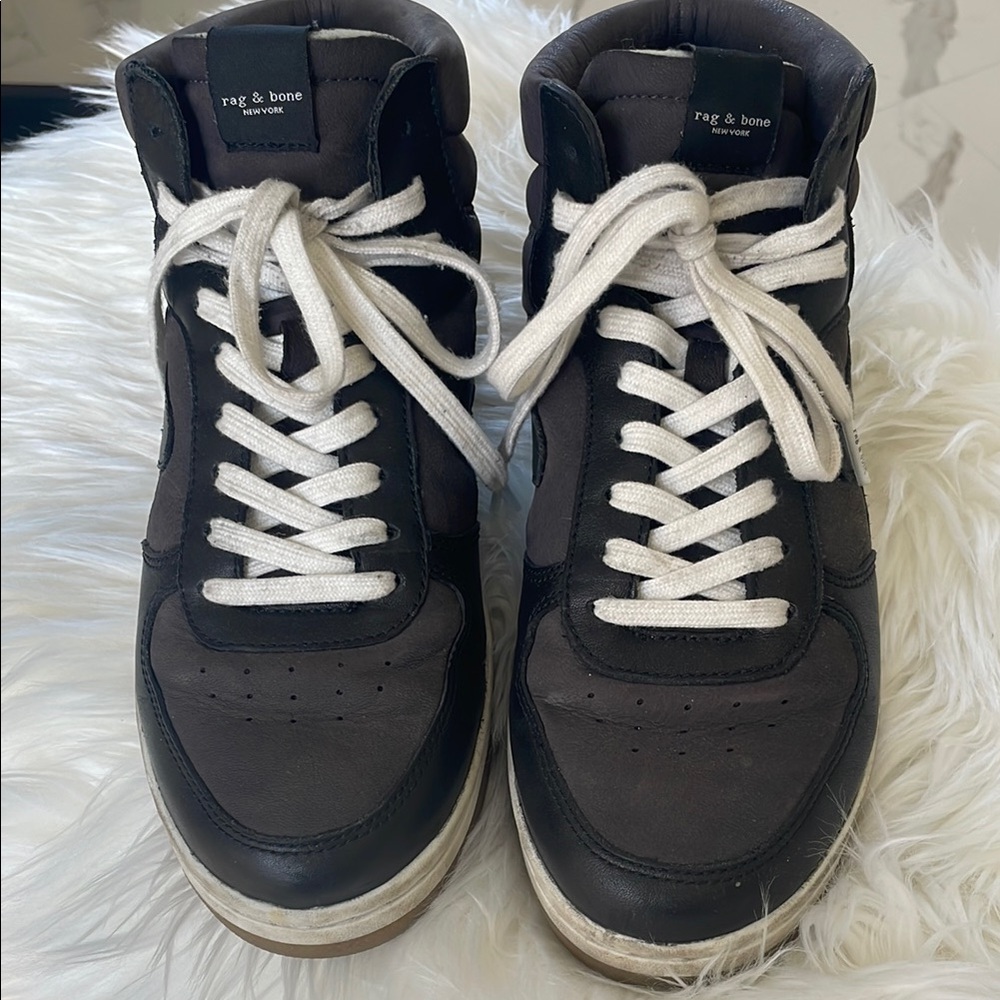 Rag & Bone Black and White High-Top Sneakers